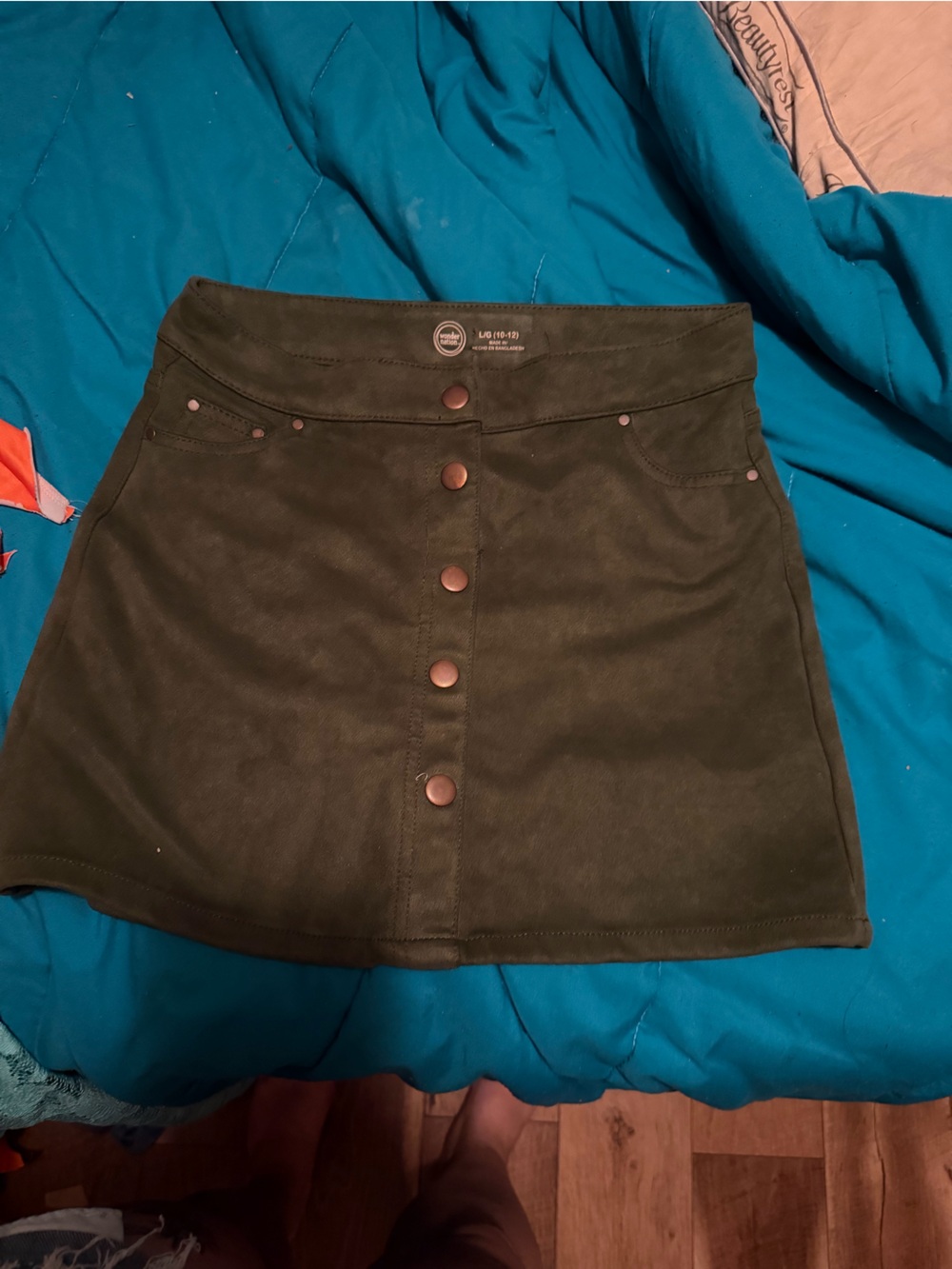 wonder nation Olive Green Button-Front Kids Skirt